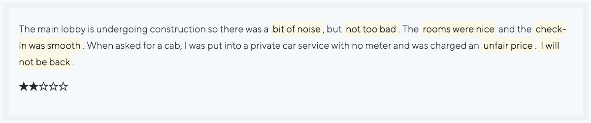 A sample of a hotel review